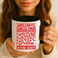 Meowy Christmas Cat Ugly Christmas Sweater Coffee Mug thumb 3