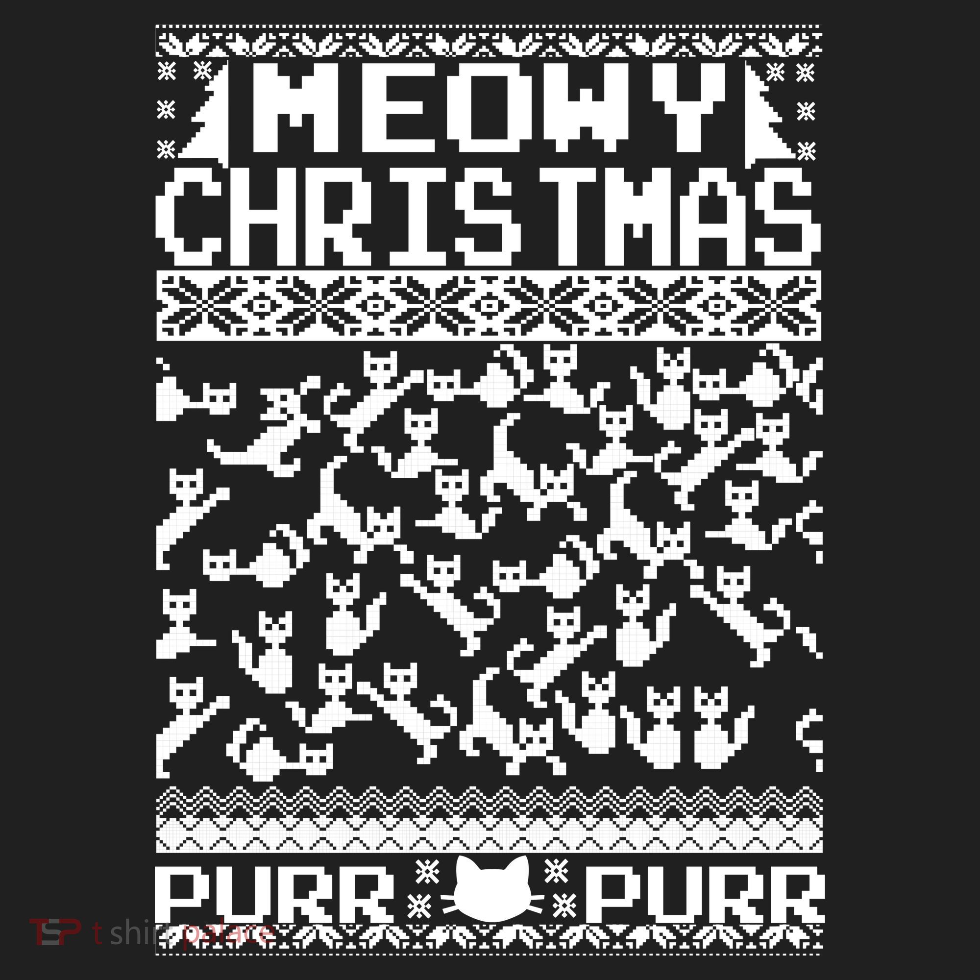 Meowy Christmas Cat Ugly Christmas Sweater Beanie