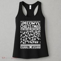 Meowy Christmas Cat Ugly Christmas Sweater Women's Tank Top thumb 3