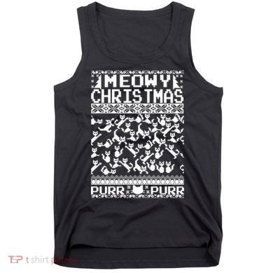 Meowy Christmas Cat Ugly Christmas Sweater Tank Top