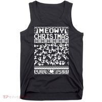 Meowy Christmas Cat Ugly Christmas Sweater Tank Top thumb 0