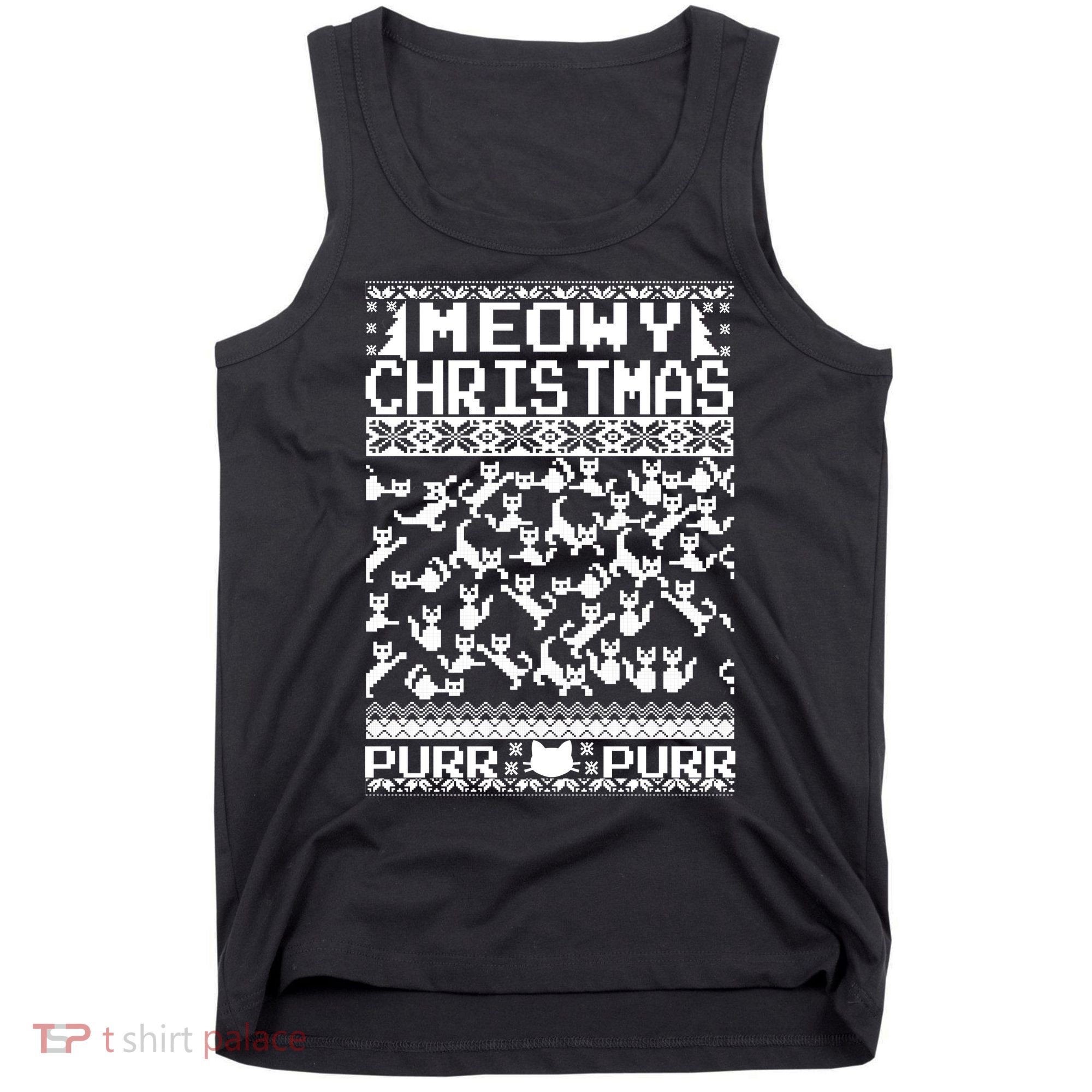 Meowy Christmas Cat Ugly Christmas Sweater Tank Top