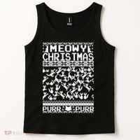 Meowy Christmas Cat Ugly Christmas Sweater Tank Top thumb 2