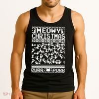 Meowy Christmas Cat Ugly Christmas Sweater Tank Top thumb 3