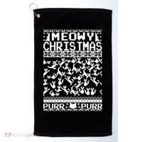 Meowy Christmas Cat Ugly Christmas Sweater Golf Towel thumb 0