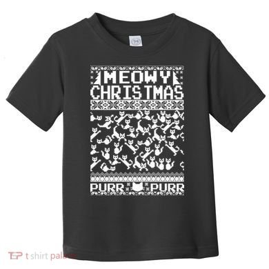 Meowy Christmas Cat Ugly Christmas Sweater Toddler T-Shirt