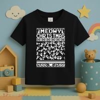 Meowy Christmas Cat Ugly Christmas Sweater Toddler T-Shirt thumb 3
