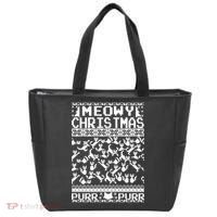 Meowy Christmas Cat Ugly Christmas Sweater Tote Bag thumb 0