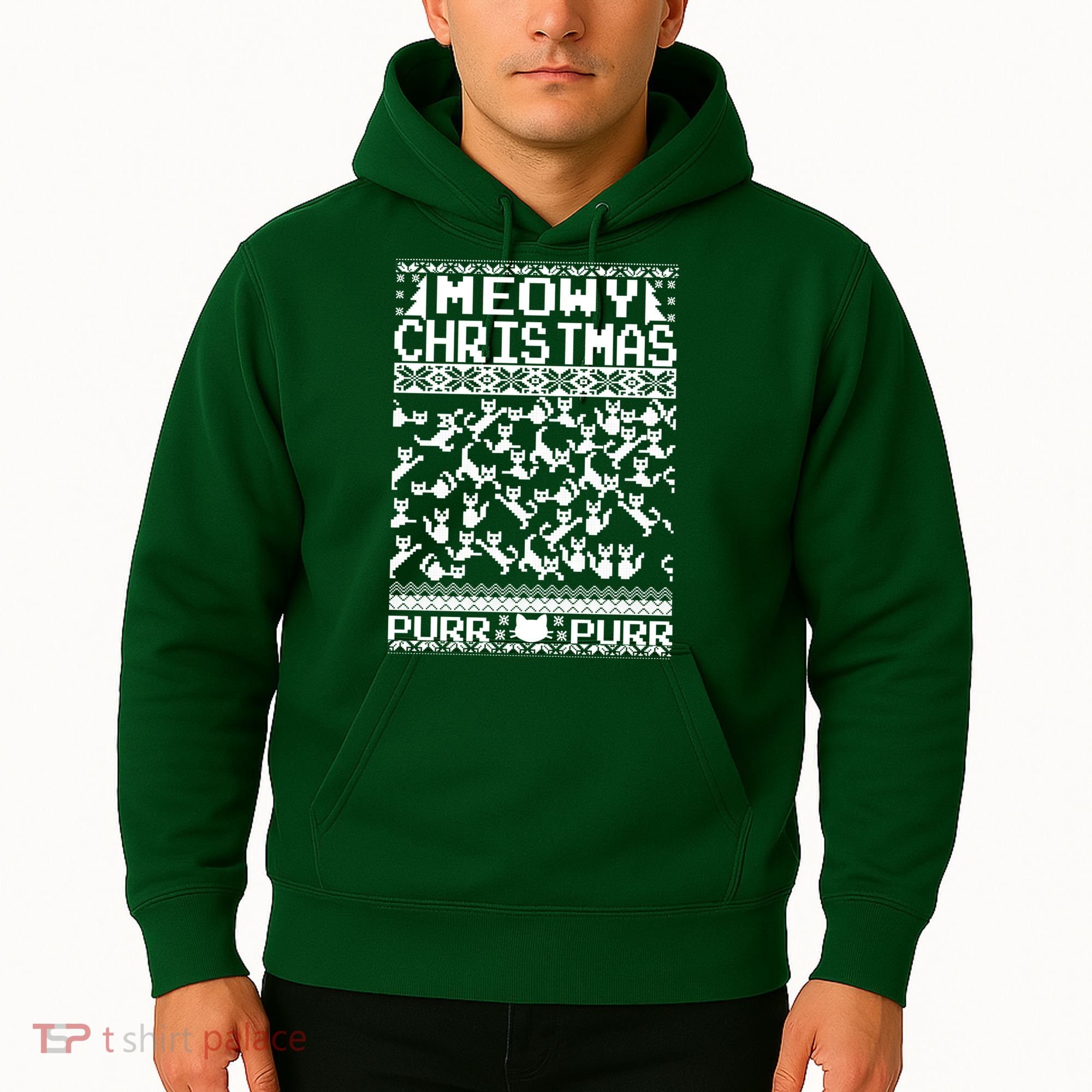 Meowy Christmas Cat Ugly Christmas Sweater Hoodie