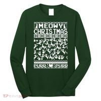Meowy Christmas Cat Ugly Christmas Sweater Long Sleeve Shirt thumb 0