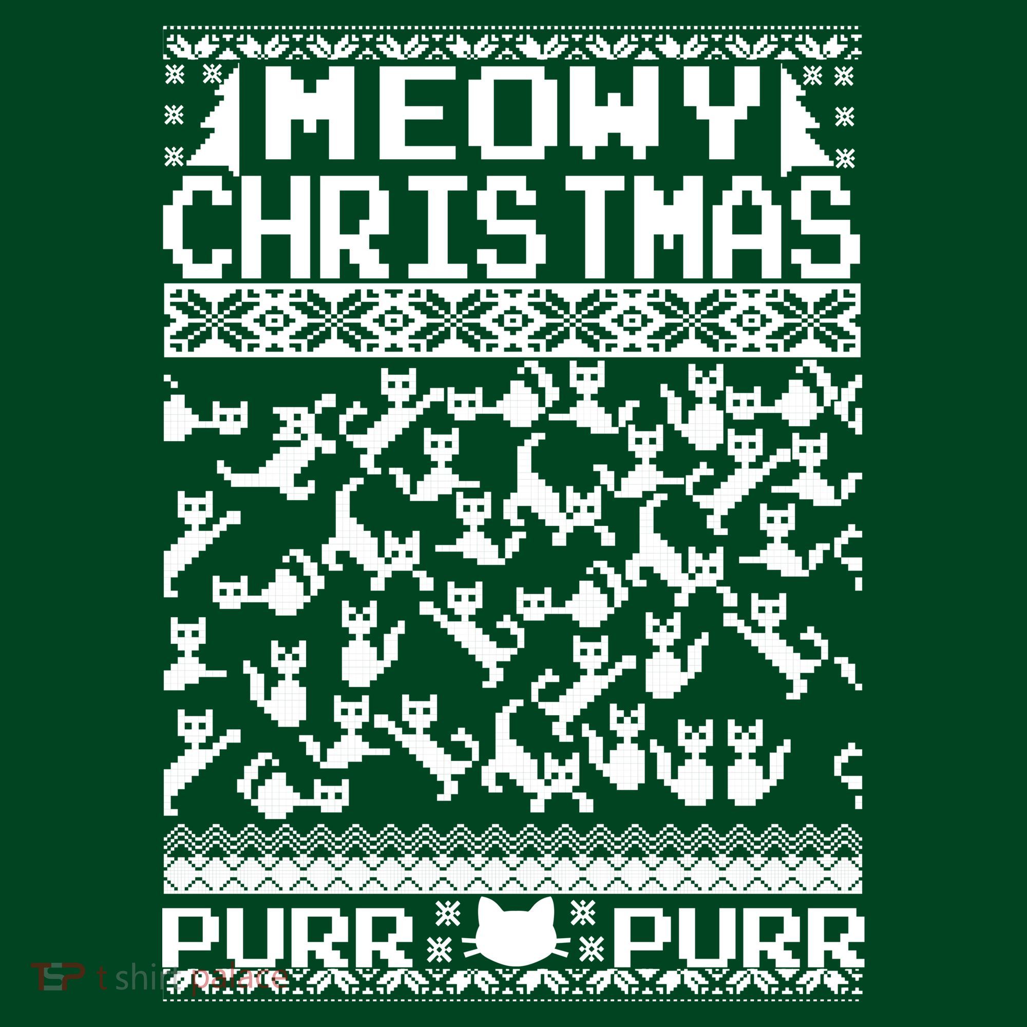 Meowy Christmas Cat Ugly Christmas Sweater Apron