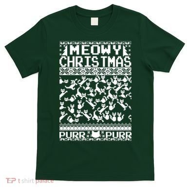 Meowy Christmas Cat Ugly Christmas Sweater T-Shirt