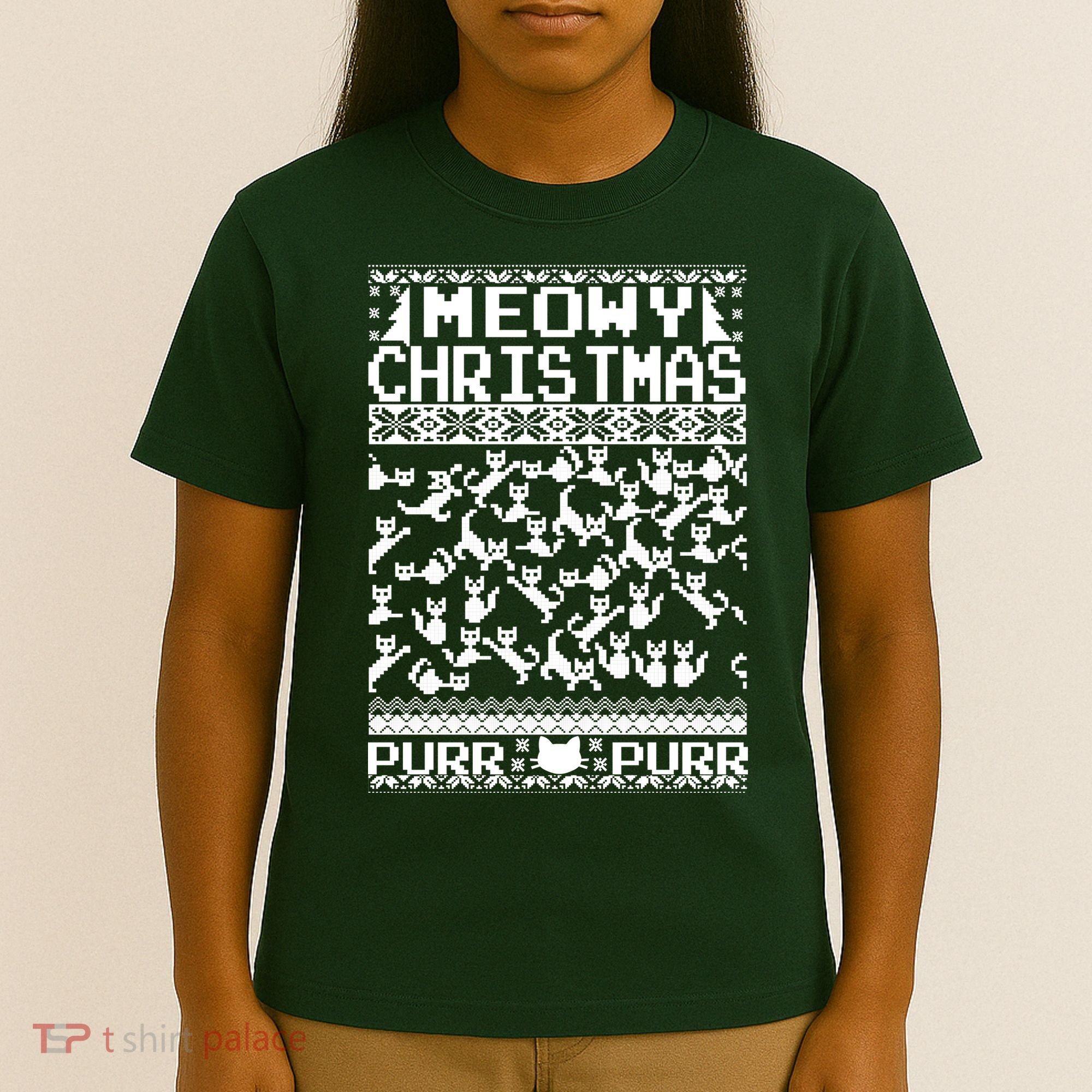 Meowy Christmas Cat Ugly Christmas Sweater T-Shirt