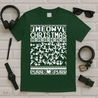 Meowy Christmas Cat Ugly Christmas Sweater T-Shirt thumb 5