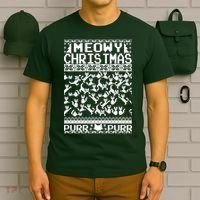 Meowy Christmas Cat Ugly Christmas Sweater T-Shirt thumb 6