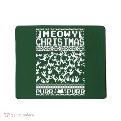 Meowy Christmas Cat Ugly Christmas Sweater Mousepad