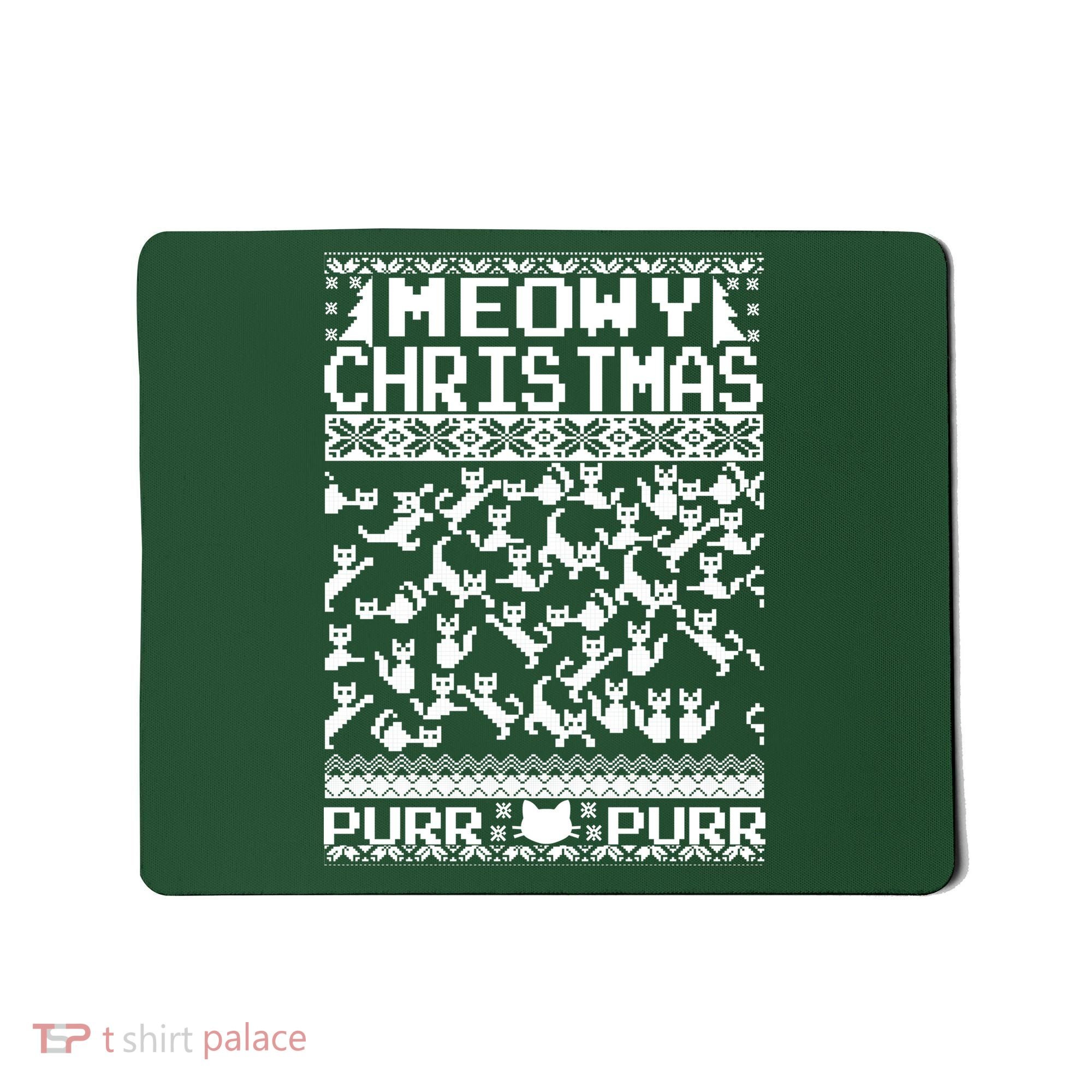 Meowy Christmas Cat Ugly Christmas Sweater Mousepad