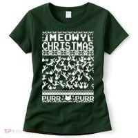 Meowy Christmas Cat Ugly Christmas Sweater Women's T-Shirt thumb 0