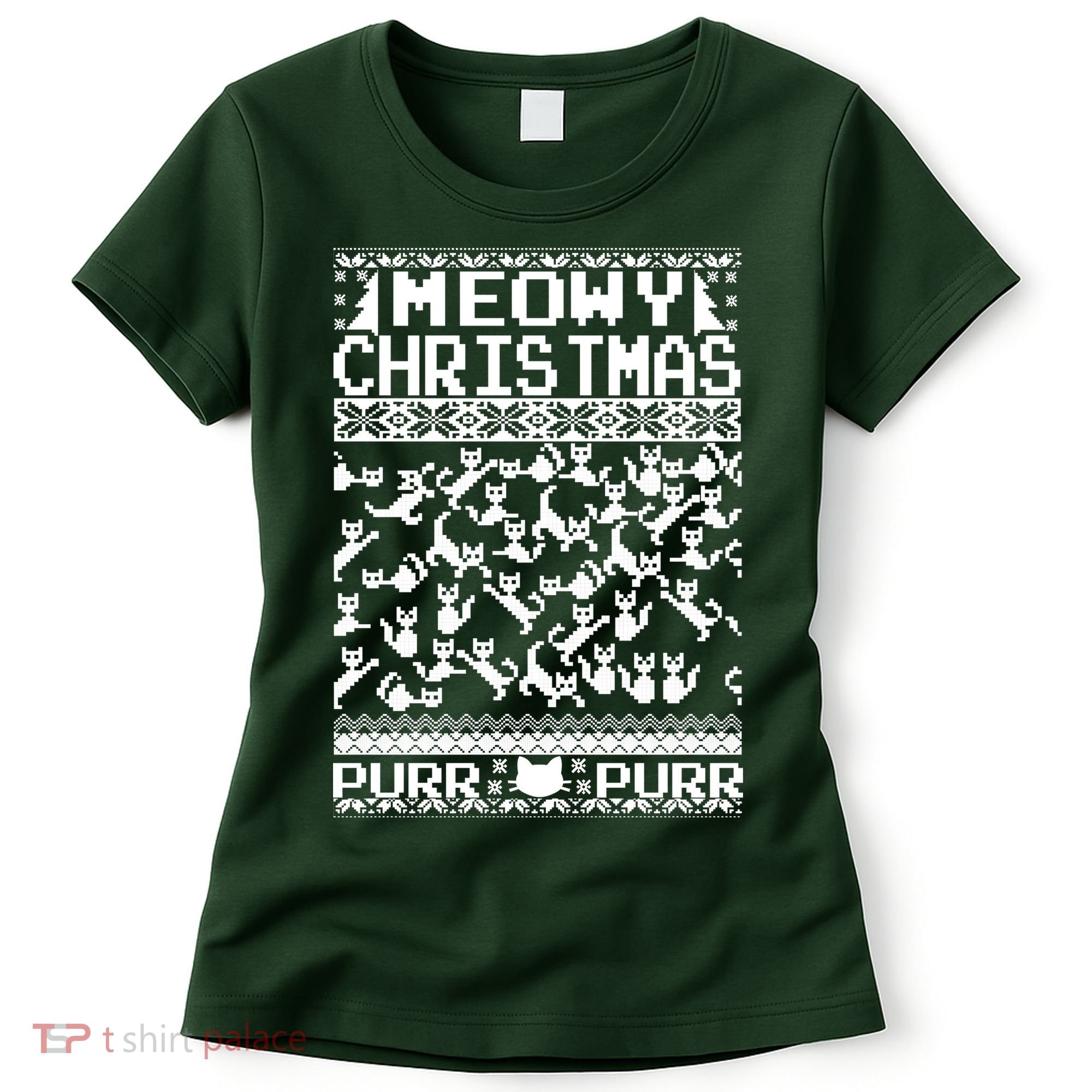 Meowy Christmas Cat Ugly Christmas Sweater Women's T-Shirt
