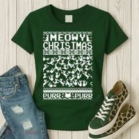 Meowy Christmas Cat Ugly Christmas Sweater Women's T-Shirt thumb 3