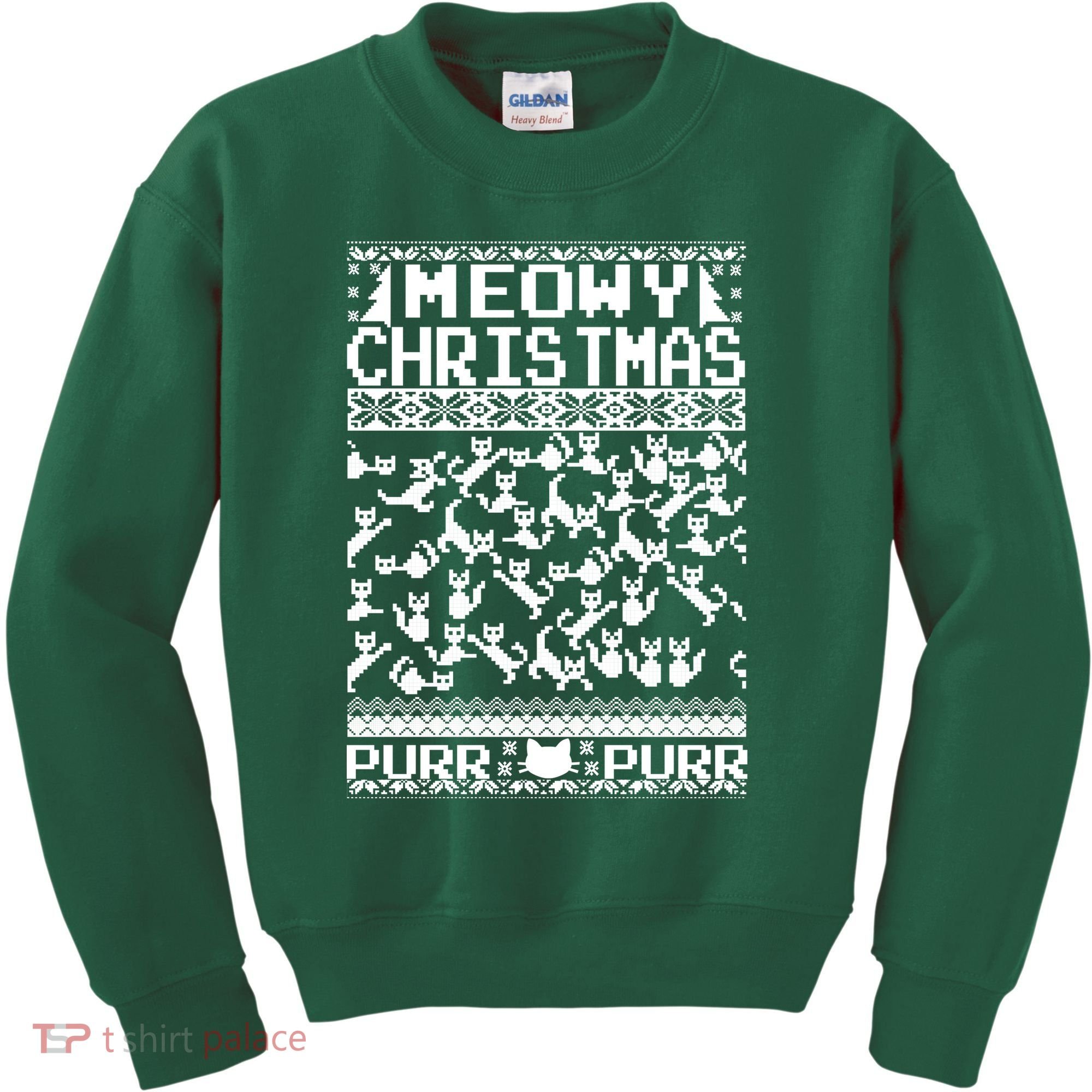 Meowy Christmas Cat Ugly Christmas Sweater Kids Sweatshirt