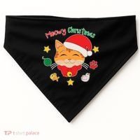 Meowy Christmas Cute Cat USA-Made Doggie Bandana thumb 0