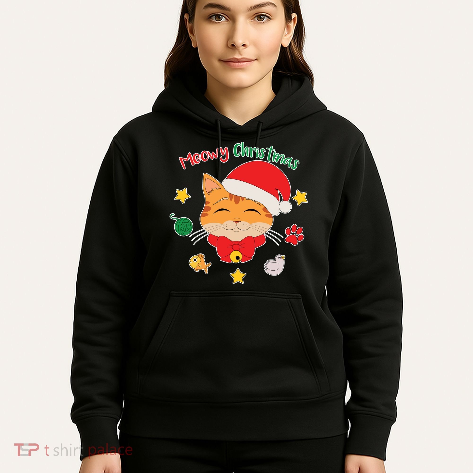 Meowy Christmas Cute Cat Hoodie
