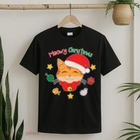 Meowy Christmas Cute Cat T-Shirt thumb 2