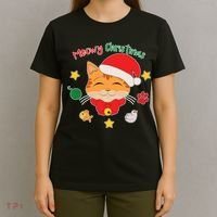 Meowy Christmas Cute Cat T-Shirt thumb 4