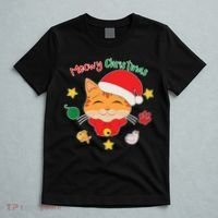 Meowy Christmas Cute Cat T-Shirt thumb 5