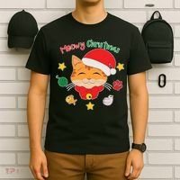 Meowy Christmas Cute Cat T-Shirt thumb 6
