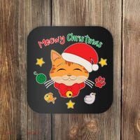 Meowy Christmas Cute Cat Coaster thumb 0