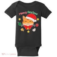 Meowy Christmas Cute Cat Baby Bodysuit thumb 0