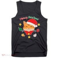 Meowy Christmas Cute Cat Tank Top thumb 0