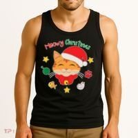 Meowy Christmas Cute Cat Tank Top thumb 3