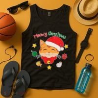 Meowy Christmas Cute Cat Tank Top thumb 4