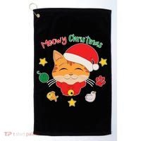 Meowy Christmas Cute Cat Golf Towel thumb 0
