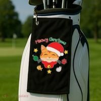 Meowy Christmas Cute Cat Golf Towel thumb 2