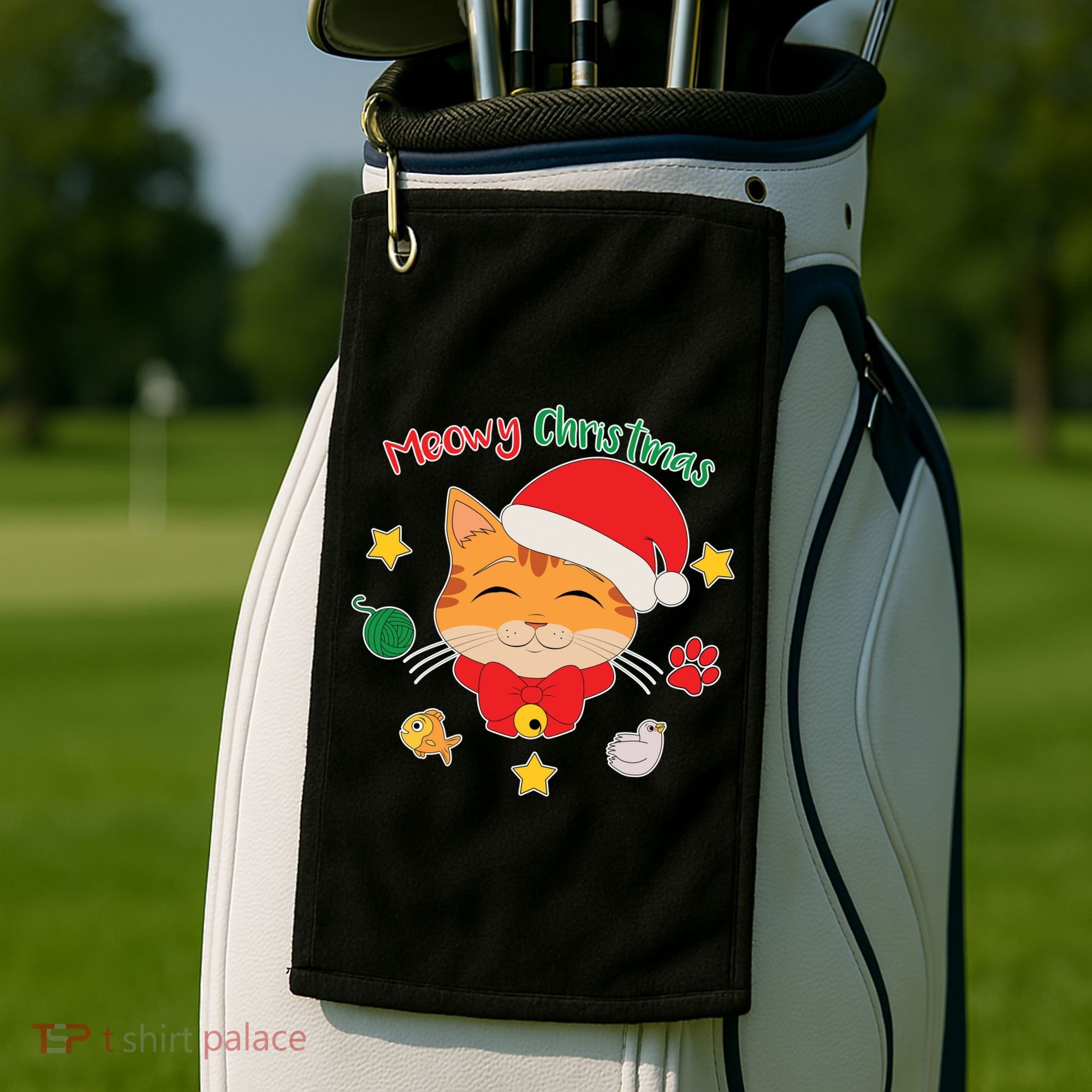 Meowy Christmas Cute Cat Golf Towel