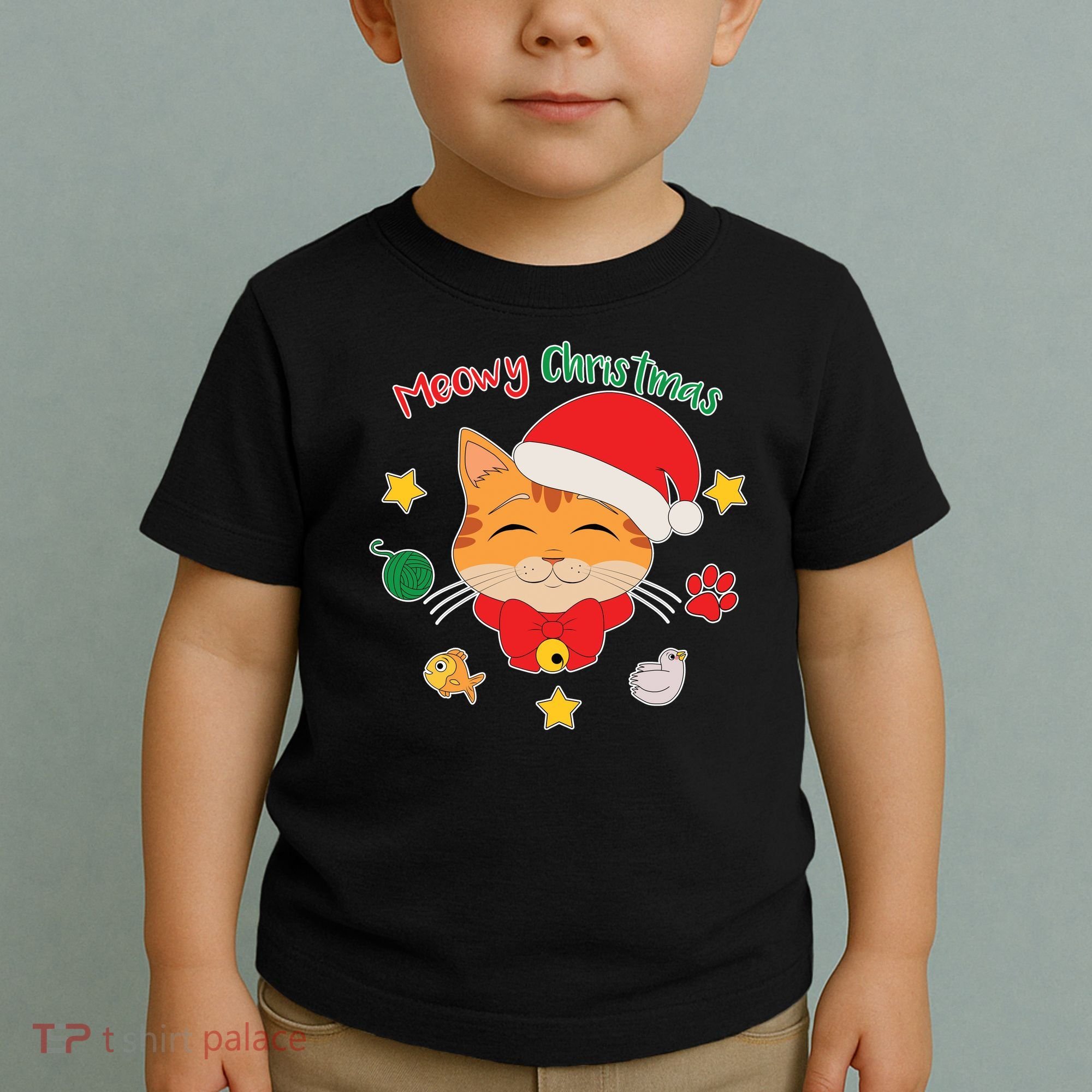 Meowy Christmas Cute Cat Toddler T-Shirt