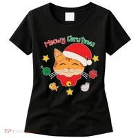 Meowy Christmas Cute Cat Women's T-Shirt thumb 0