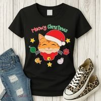 Meowy Christmas Cute Cat Women's T-Shirt thumb 3
