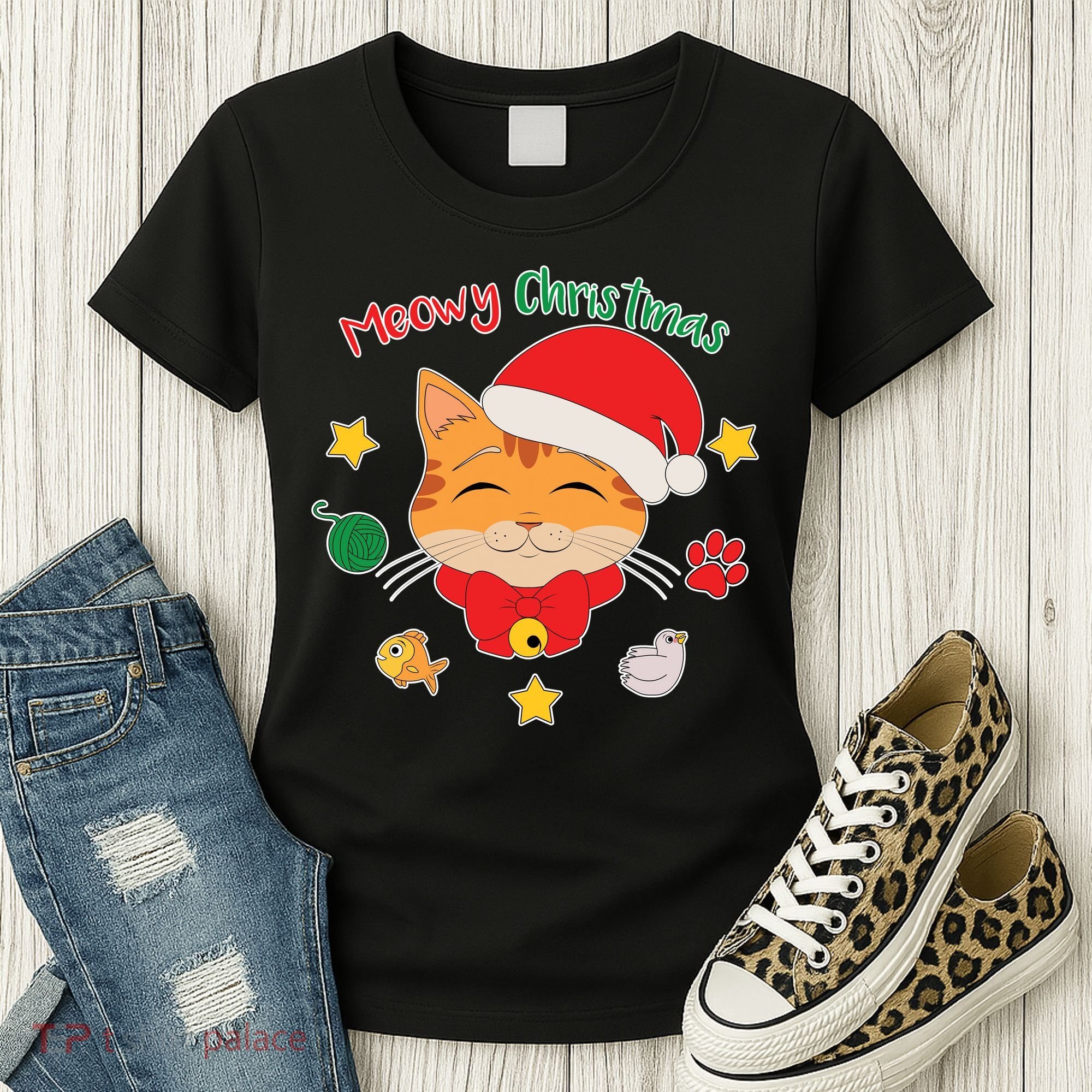 Meowy Christmas Cute Cat Women's T-Shirt
