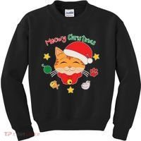 Meowy Christmas Cute Cat Kids Sweatshirt thumb 0