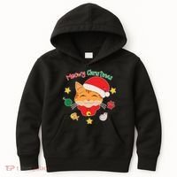 Meowy Christmas Cute Cat Kids Hoodie thumb 0