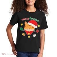 Meowy Christmas Cute Cat Kids T-Shirt thumb 2