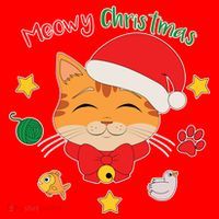 Meowy Christmas Cute Cat Santa Hat thumb 1