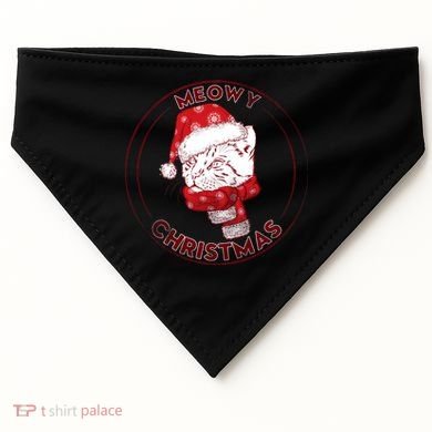 Meowy Christmas Emblem USA-Made Doggie Bandana