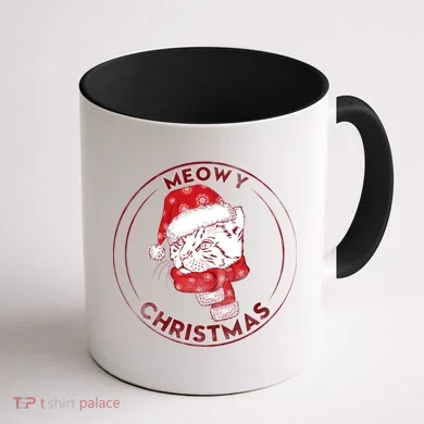 Meowy Christmas Emblem Coffee Mug back