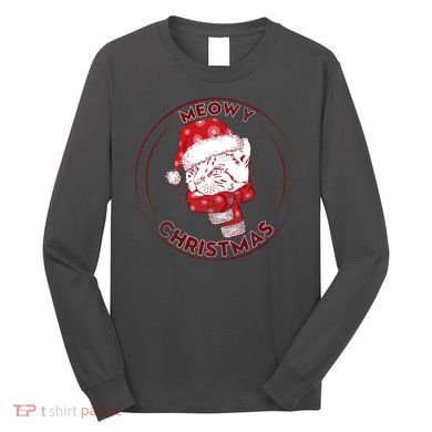 Meowy Christmas Emblem Long Sleeve Shirt
